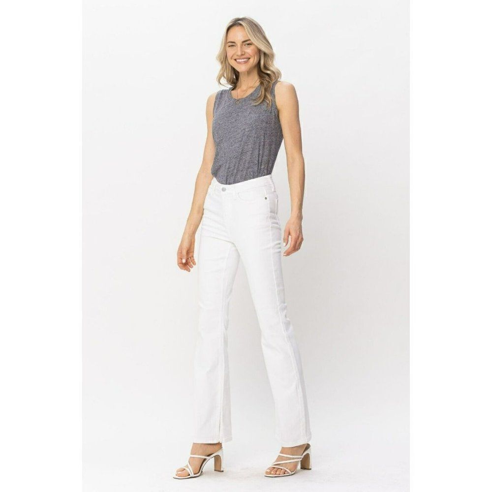 Judy Blue So Chic White Denim Hem Slit Bootcut Jeans Size 3-18W 88643 - Picture 10 of 16